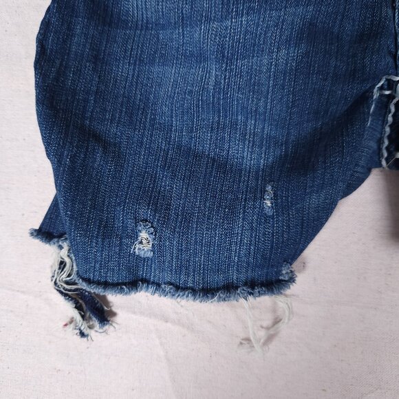 LA Idol USA Denim Shorts Juniors 13 Distressed Cutoff Raw Hem Thick Stitching - Picture 12 of 15